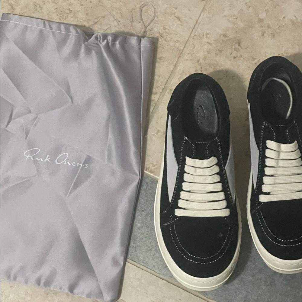 Rick Owens Black and White Sneakers with Iconic Design
